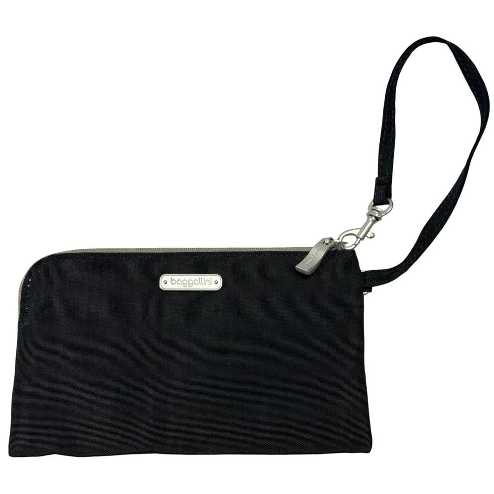 Baggallini Wristlet Pouch Womens Black Nylon RFID Blocking Travel Wallet Slim